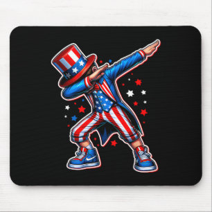 Of July Cool Dabbing Boy American Flag Patriotic  Mouse Pad