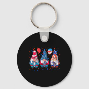 Of July Cute Gnomes Usa American Flag Independence Keychain