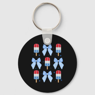 Of July Cute Popsicle Bows Patriotic Women Kids 1 Keychain