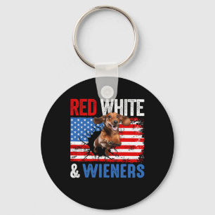 Of July Dachshund Dog Shirt Red White And Wieners Keychain