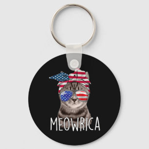 Of July Day Of Independence Meowrica meowrica Cat Keychain