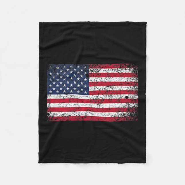 Of July Distressed American Usa Flag Pocket  Fleece Blanket (Front)