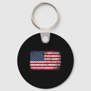 Of July Distressed American Usa Flag Pocket Keychain