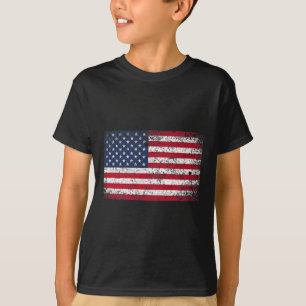 Of July Distressed American Usa Flag Pocket  T-Shirt