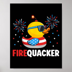 Of July Duck Firequacker Patriotic Fourth Of July  Poster
