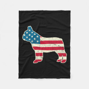 Of July French Bulldog American Flag Usa  Fleece Blanket