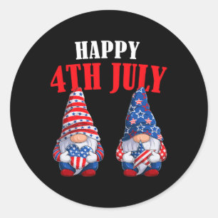 Of July Gnomes America Independence Day Patriot Us Classic Round Sticker
