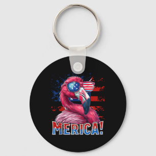 Of July Merica Flamingo American Flag Kids Men Wom Keychain