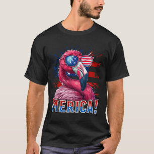Of July Merica Flamingo American Flag Kids Men Wom T-Shirt