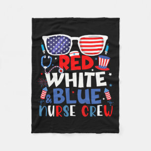 Of July Nurse Crew Fireworks Patriotic Nurse Fleece Blanket