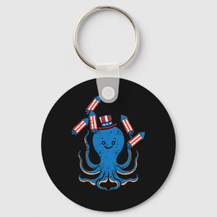 Of July Octopus Independence Day America Women Kid Keychain