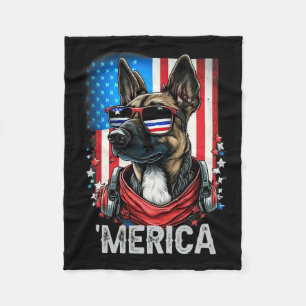 Of July Patriotic Belgian Malinois Dog Merica  Fleece Blanket
