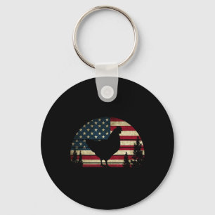 Of July Patriotic Chicken American Usa Flag Chicke Keychain