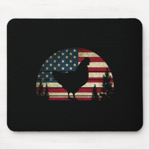 Of July Patriotic Chicken American Usa Flag Chicke Mouse Pad
