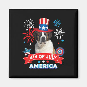 Of July Patriotic Day St. Bernard Dog Independence Magnet