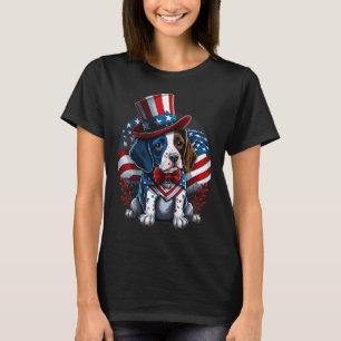 Of July Patriotic English Pointer Dog Us Flag T-Shirt