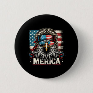 Of July Patriotic Funny Eagle July 4th Usa Merica  2 Inch Round Button