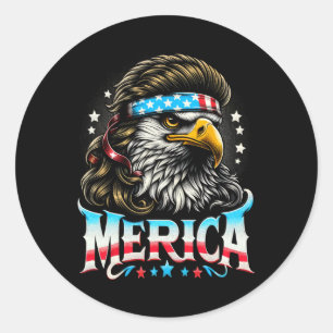 Of July Patriotic Funny Eagle July 4th Usa Merica Classic Round Sticker