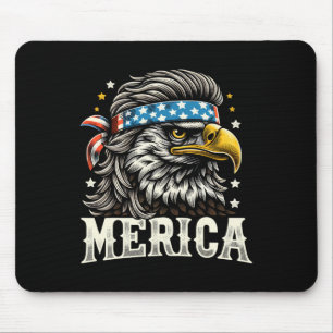 Of July Patriotic Funny Eagle July 4th Usa Merica  Mouse Pad
