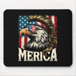 Of July Patriotic Funny Eagle July 4th Usa Merica  Mouse Pad