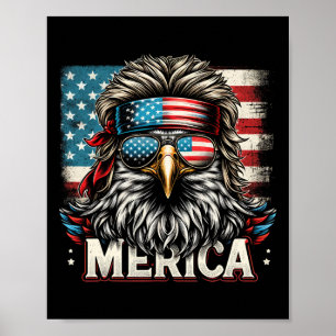 Of July Patriotic Funny Eagle July 4th Usa Merica  Poster