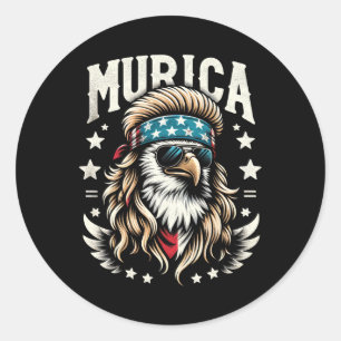 Of July Patriotic Funny Eagle July 4th Usa Murica Classic Round Sticker