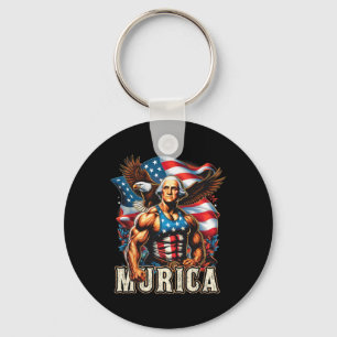 Of July Patriotic Funny George Washington July 4th Keychain