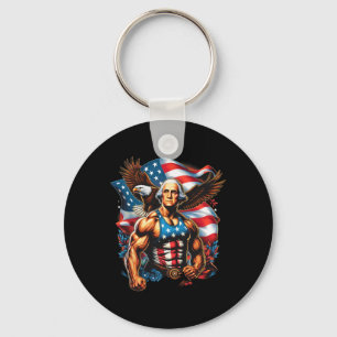 Of July Patriotic Funny George Washington July 4th Keychain