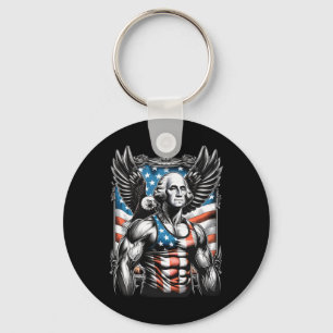 Of July Patriotic Funny George Washington July 4th Keychain