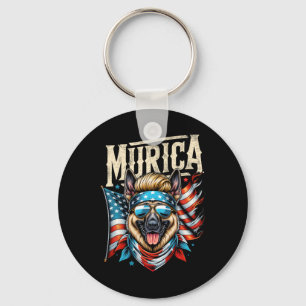 Of July Patriotic Funny German Shepherd July 4th U Keychain