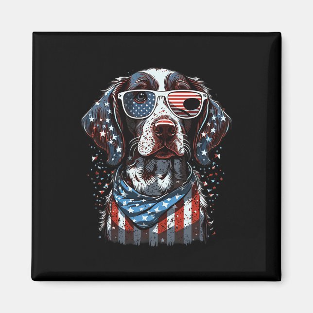 Of July Patriotic German Shorthaired Pointer Dog U Magnet (Front)
