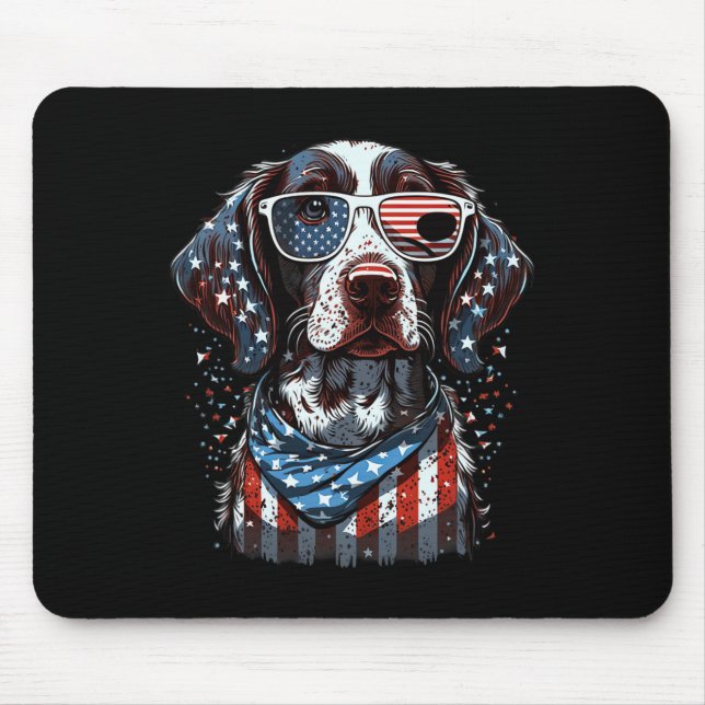 Of July Patriotic German Shorthaired Pointer Dog U Mouse Pad (Front)