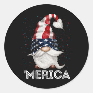 Of July Patriotic Gnome American Flag Coloured Gno Classic Round Sticker