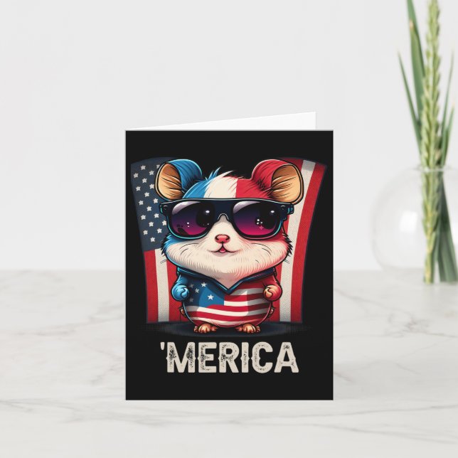Of July Patriotic Hamster Merica  Card (Front)