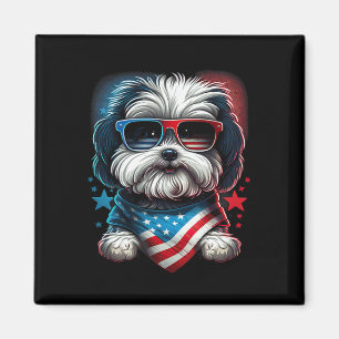 Of July Patriotic Havanese Dog Us Flag Magnet