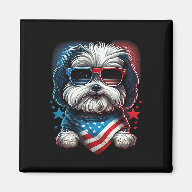 Of July Patriotic Havanese Dog Us Flag  Magnet (Front)