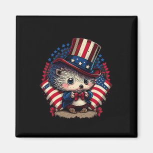 Of July Patriotic Hedgehog Us Flag Magnet
