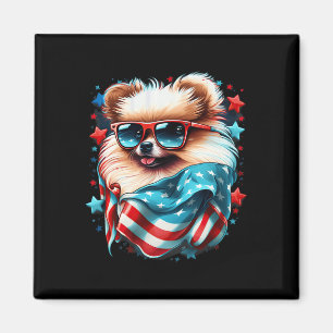 Of July Patriotic Pomeranian Dog Us Flag Magnet