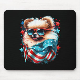 Of July Patriotic Pomeranian Dog Us Flag Mouse Pad