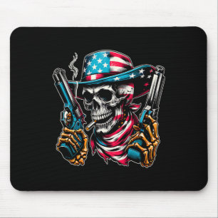 Of July Patriotic Usa Skeleton Skull Us American F Mouse Pad