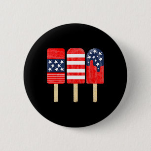 Of July Popsicle Red White Blue American Flag Patr 2 Inch Round Button