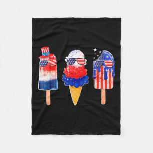 Of July Popsicle Red White Blue American Flag Patr Fleece Blanket