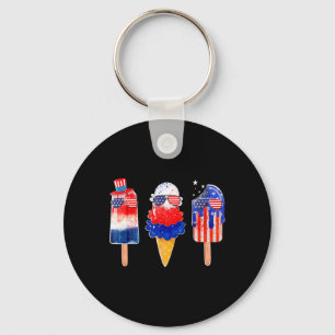 Of July Popsicle Red White Blue American Flag Patr Keychain