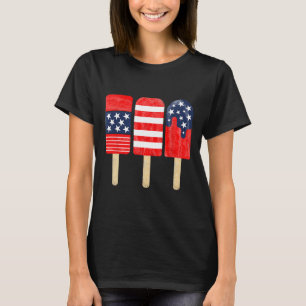 Of July Popsicle Red White Blue American Flag Patr T-Shirt