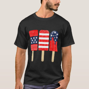 Of July Popsicle Red White Blue American Flag Patr T-Shirt