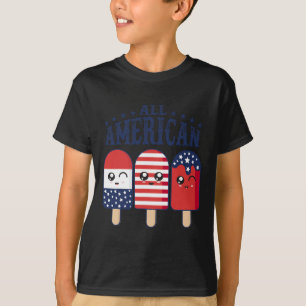 Of July Popsicle Usa Flag Patriotic Summer Boy Gir T-Shirt