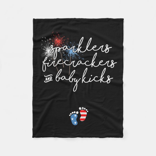Of July Pregnancy Announcement  Fleece Blanket (Front)