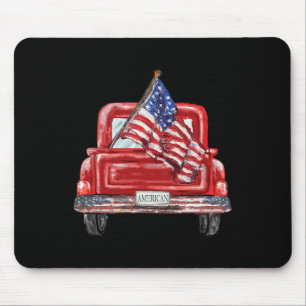 Of July Red Truck American Flag Independence Day U Mouse Pad