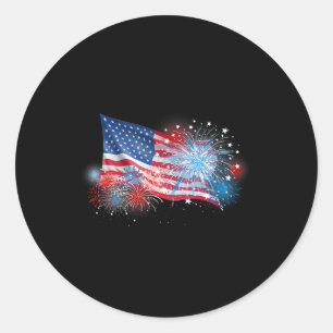 Of July Red White And Blue Fireworks Show Usa Flag Classic Round Sticker