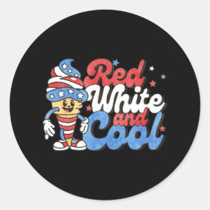 Of July Red White And Cool American Popsicle Kids Classic Round Sticker